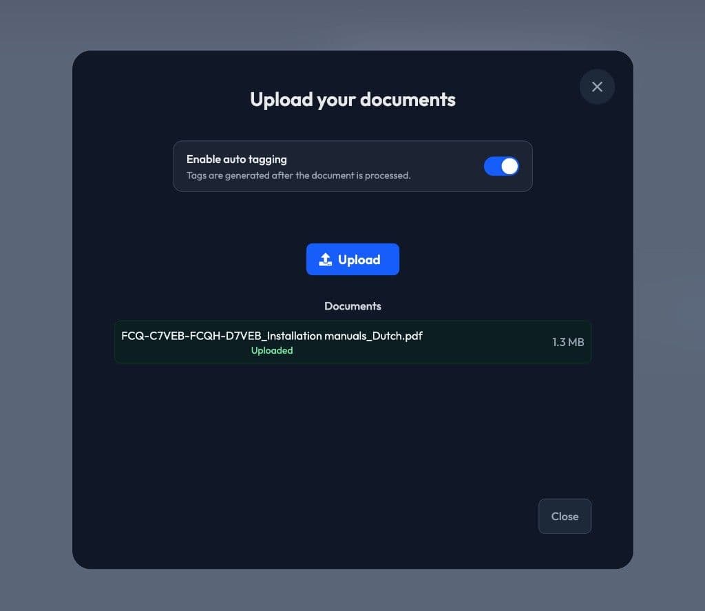 Isset Document AI beheeromgeving: documenten uploaden met auto-tagging